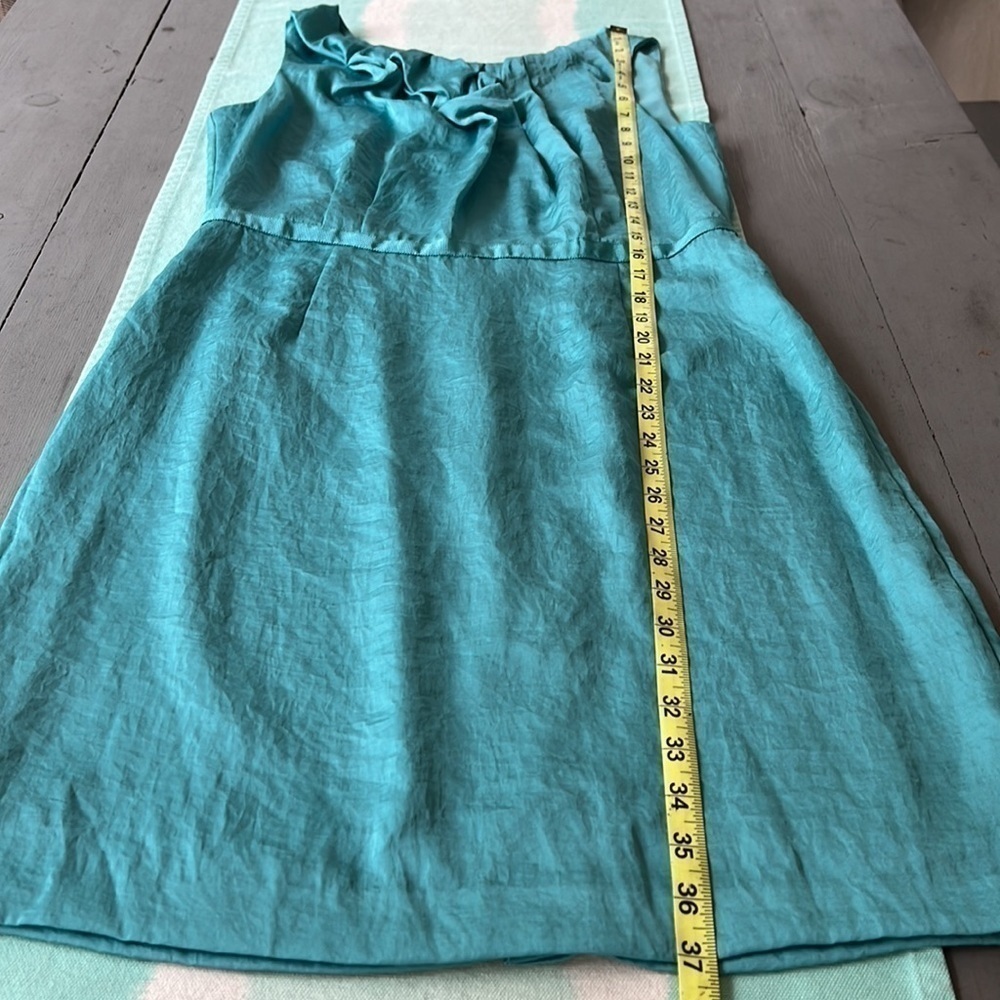 LOFT Teal Green Ruched Neckline Sleeveless Fully Lined Dress Size 8 NWT - Picture 12 of 12